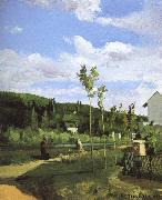 Camille Pissarro Walking along the village oil painting reproduction